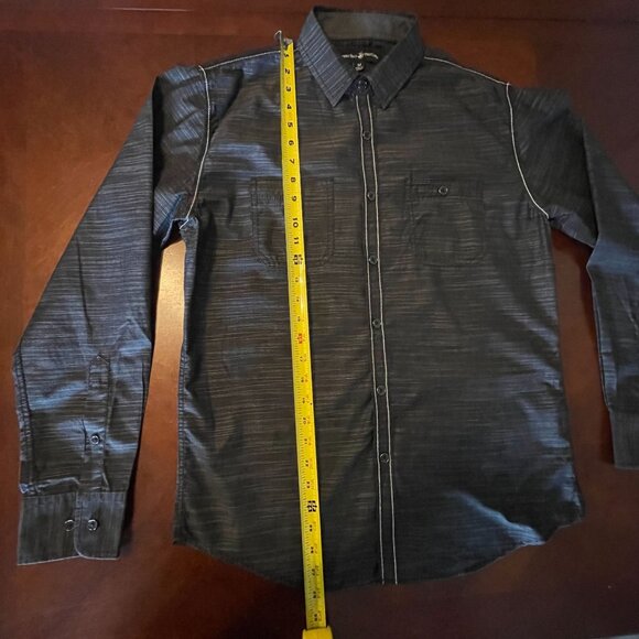 Beverly Hills Polo Club Mens Black Striped Button-Up Long Sleeve Shirt Size M - Picture 8 of 16